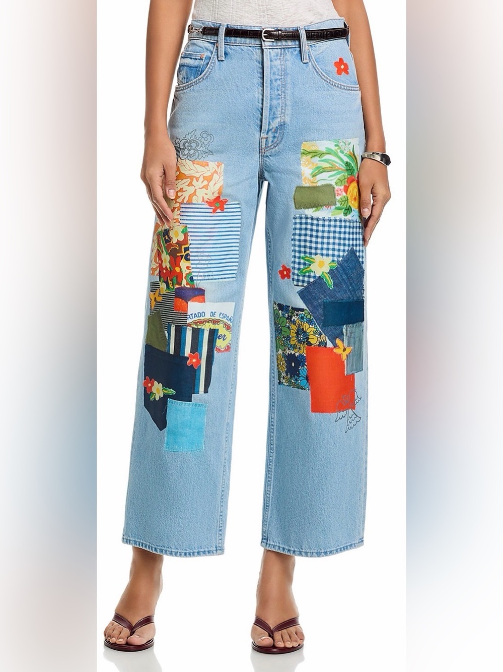 MOTHER High Rise Spinner Flood Wide Leg Jeans in Mumble Jumble